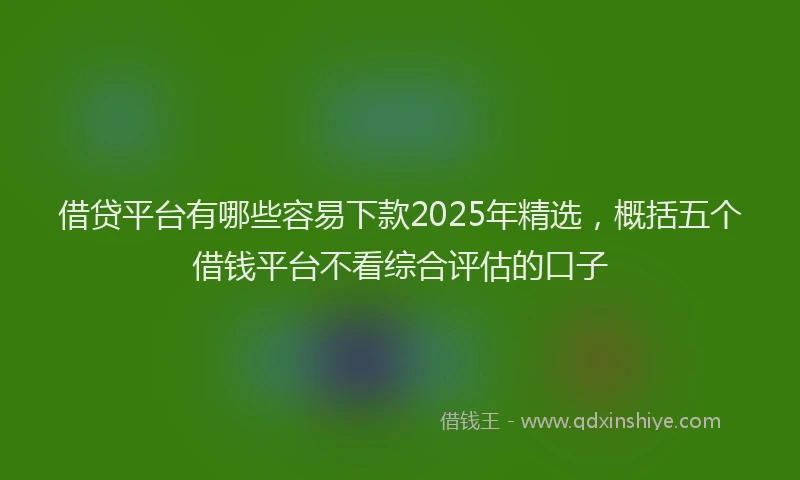 借贷平台有哪些容易下款2025年精选,概括五个借钱平台不看综合评估的口子