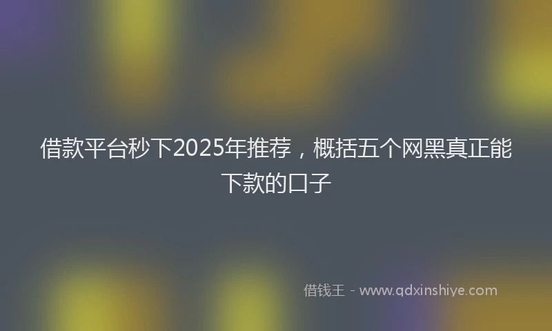 借款平台秒下2025年推荐,概括五个网黑真正能下款的口子