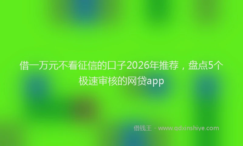 借一万元不看征信的口子2026年推荐,盘点5个极速审核的网贷app