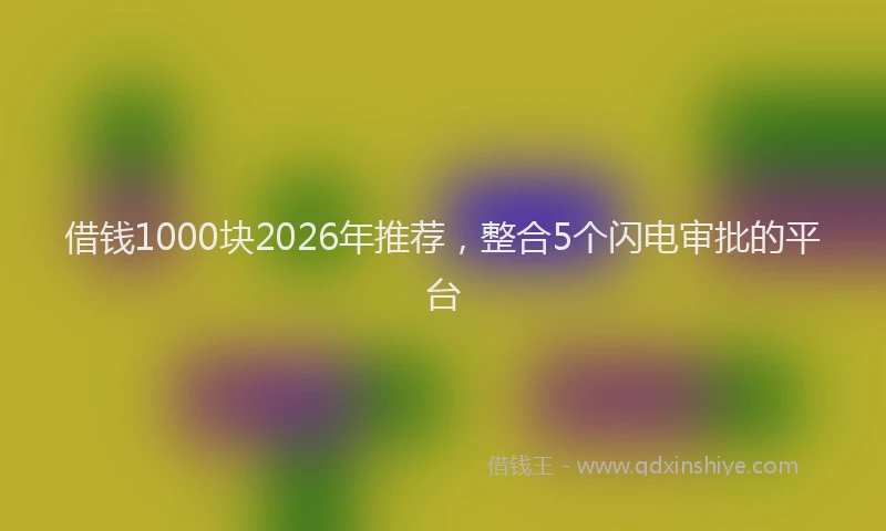 借钱1000块2026年推荐，整合5个闪电审批的平台