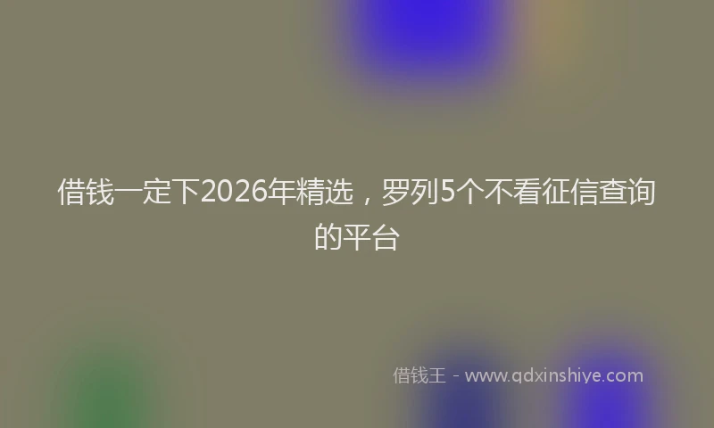 借钱一定下2026年精选，罗列5个不看征信查询的平台