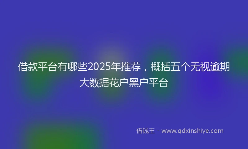 借款平台有哪些2025年推荐，概括五个无视逾期大数据花户黑户平台