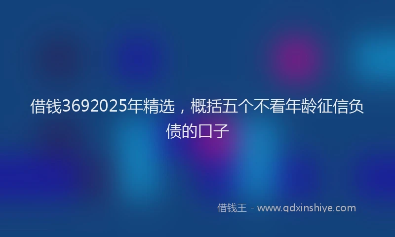 借钱3692025年精选，概括五个不看年龄征信负债的口子