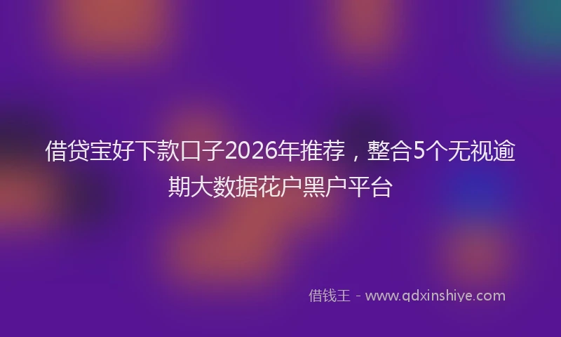 借贷宝好下款口子2026年推荐，整合5个无视逾期大数据花户黑户平台