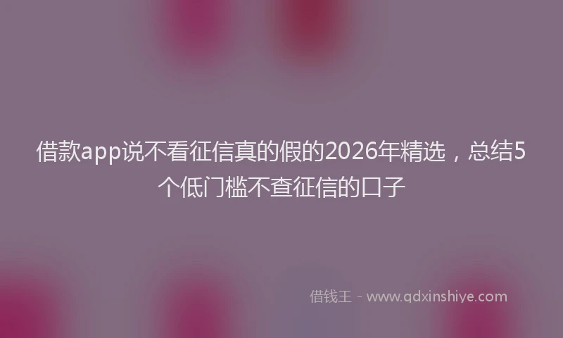 借款app说不看征信真的假的2026年精选，总结5个低门槛不查征信的口子