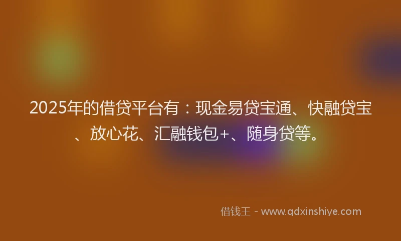 2025年的借贷平台有：现金易贷宝通、快融贷宝、放心花、汇融钱包+、随身贷等。