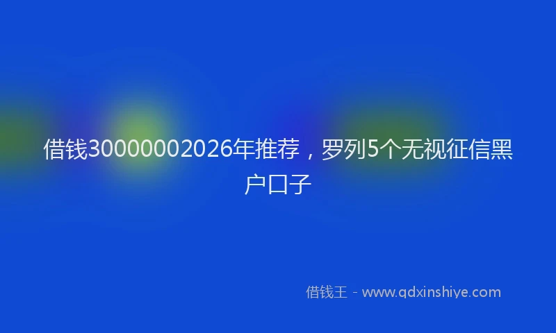 借钱30000002026年推荐，罗列5个无视征信黑户口子