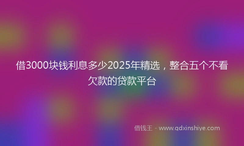 借3000块钱利息多少2025年精选，整合五个不看欠款的贷款平台