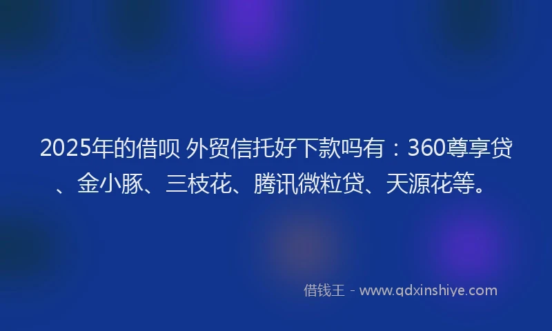 2025年的借呗 外贸信托好下款吗有：360尊享贷、金小豚、三枝花、腾讯微粒贷、天源花等。