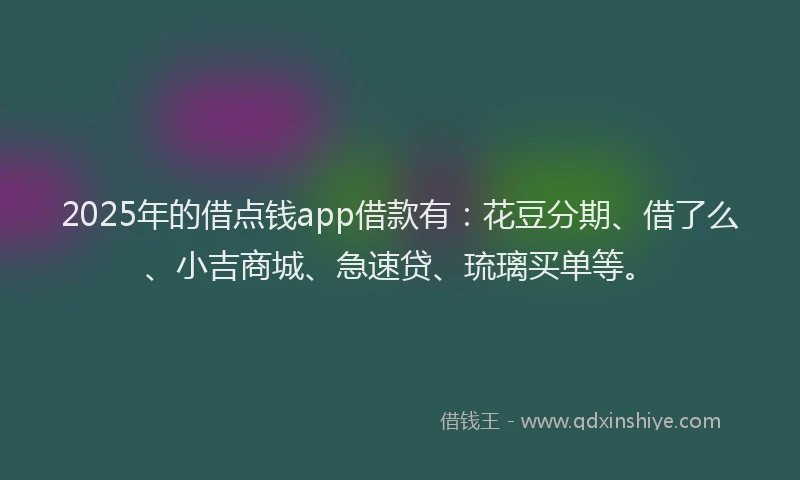 2025年的借点钱app借款有：花豆分期、借了么、小吉商城、急速贷、琉璃买单等。