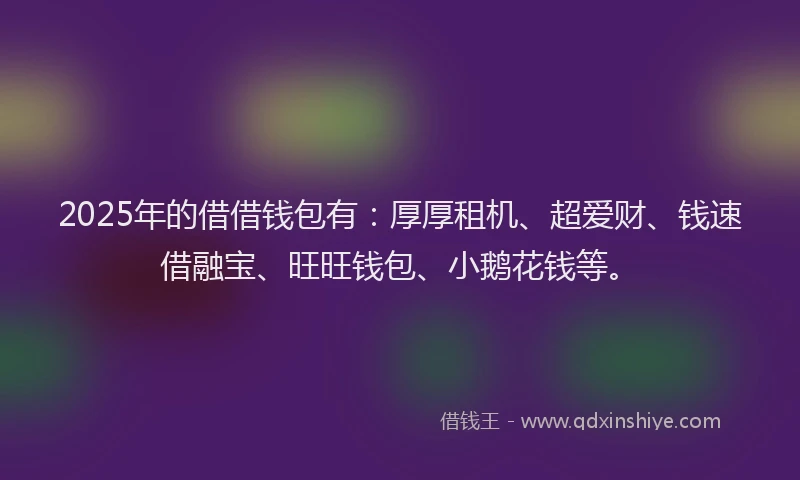 2025年的借借钱包有：厚厚租机、超爱财、钱速借融宝、旺旺钱包、小鹅花钱等。
