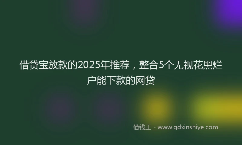 借贷宝放款的2025年推荐，整合5个无视花黑烂户能下款的网贷