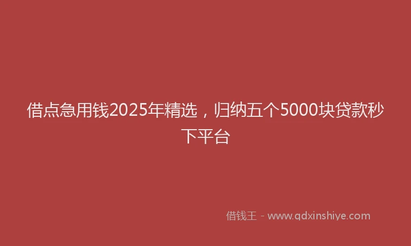 借点急用钱2025年精选,归纳五个5000块贷款秒下平台