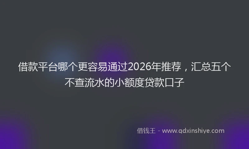 借款平台哪个更容易通过2026年推荐，汇总五个不查流水的小额度贷款口子