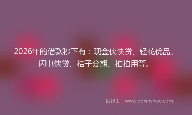 2026年的借款秒下有:现金侠快贷、轻花优品、闪电侠贷、桔子分期、拍拍用等。