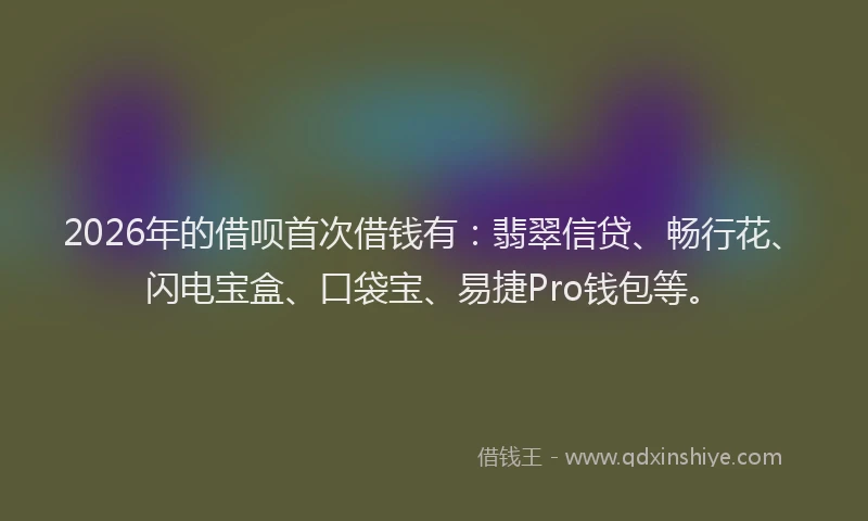 2026年的借呗首次借钱有:翡翠信贷、畅行花、闪电宝盒、口袋宝、易捷Pro钱包等。