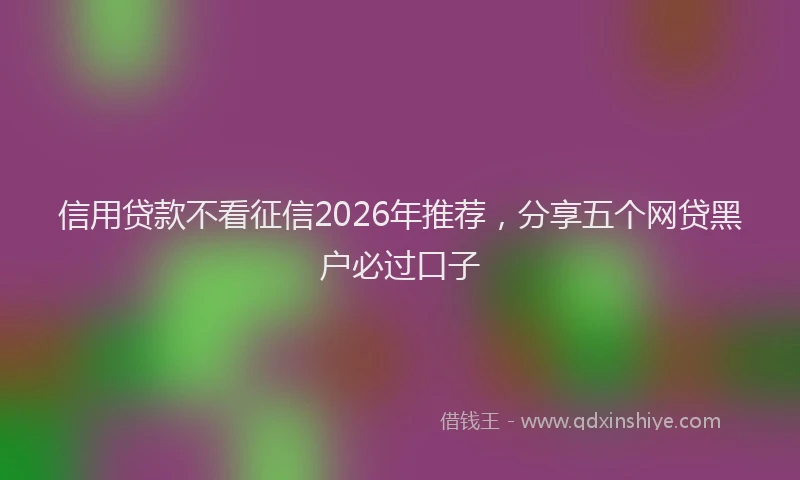 信用贷款不看征信2026年推荐，分享五个网贷黑户必过口子
