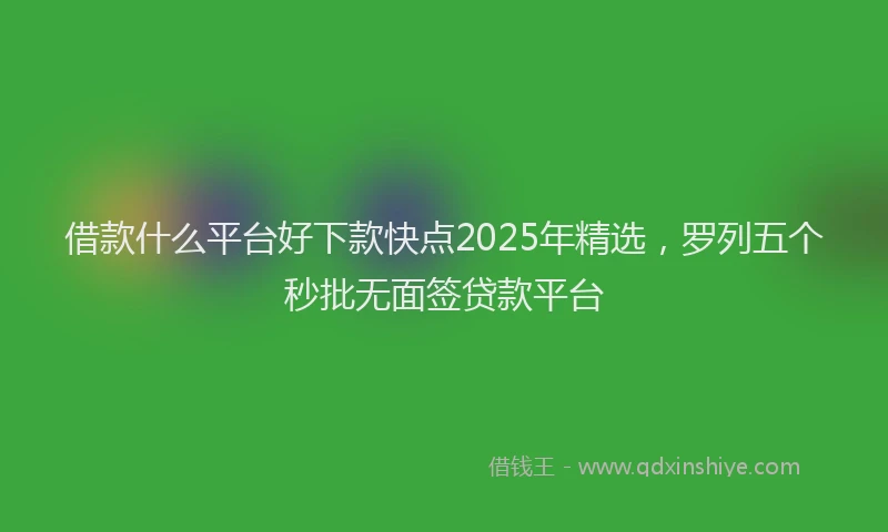 借款什么平台好下款快点2025年精选，罗列五个秒批无面签贷款平台