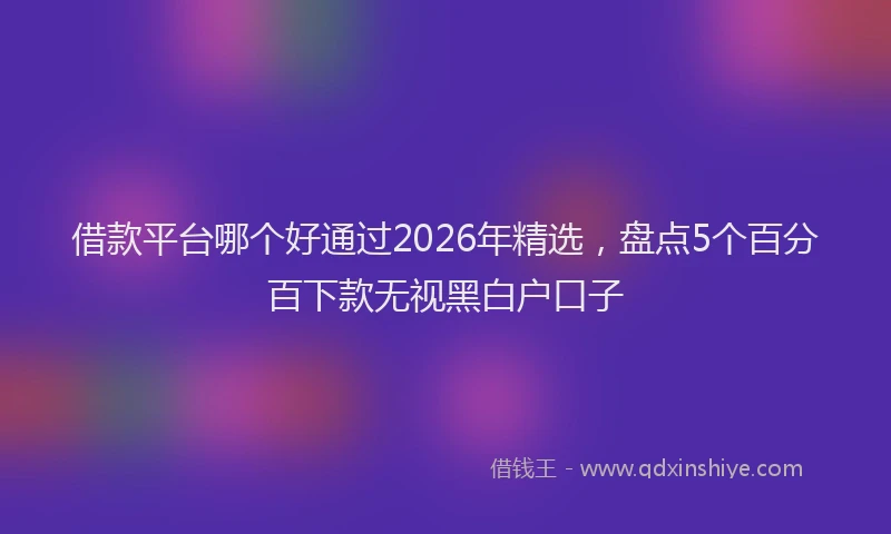 借款平台哪个好通过2026年精选，盘点5个百分百下款无视黑白户口子