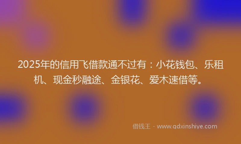 2025年的信用飞借款通不过有：小花钱包、乐租机、现金秒融途、金银花、爱木速借等。
