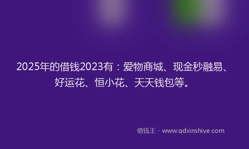 2025年的借钱2023有：爱物商城、现金秒融易、好运花、恒小花、天天钱包等。