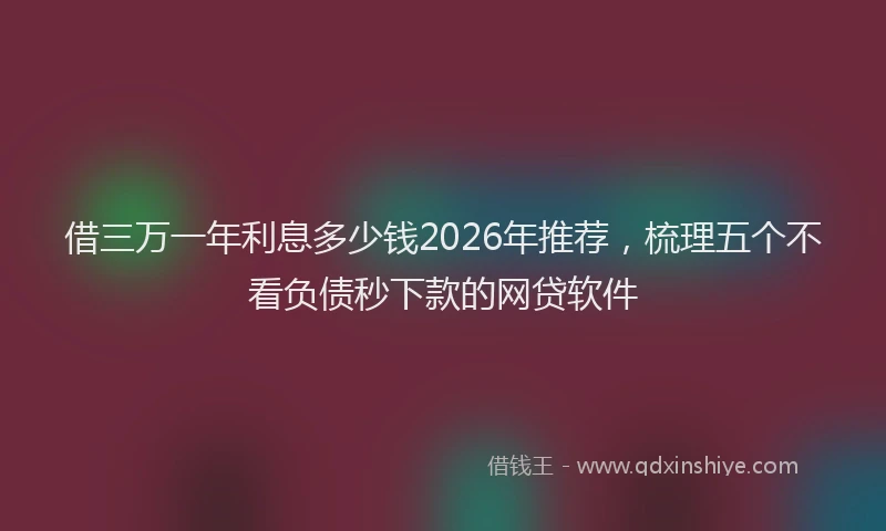 借三万一年利息多少钱2026年推荐,梳理五个不看负债秒下款的网贷软件
