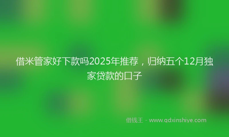 借米管家好下款吗2025年推荐，归纳五个12月独家贷款的口子