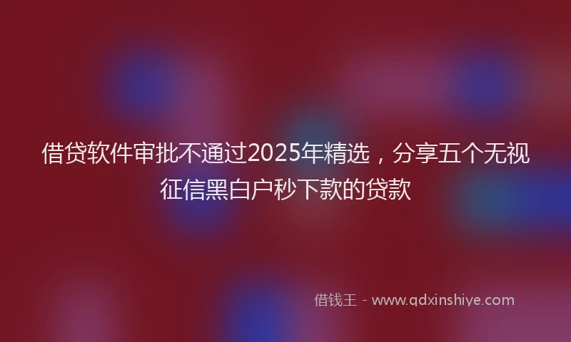 借贷软件审批不通过2025年精选，分享五个无视征信黑白户秒下款的贷款