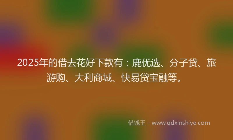 2025年的借去花好下款有：鹿优选、分子贷、旅游购、大利商城、快易贷宝融等。