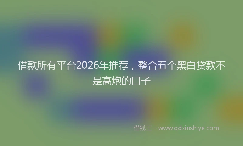 借款所有平台2026年推荐，整合五个黑白贷款不是高炮的口子