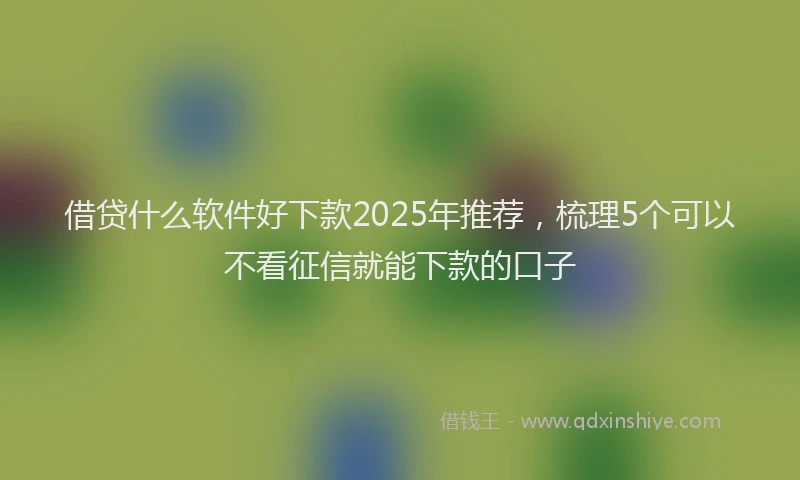 借贷什么软件好下款2025年推荐，梳理5个可以不看征信就能下款的口子