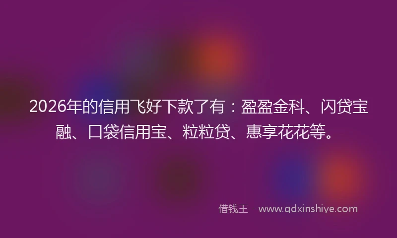 2026年的信用飞好下款了有：盈盈金科、闪贷宝融、口袋信用宝、粒粒贷、惠享花花等。