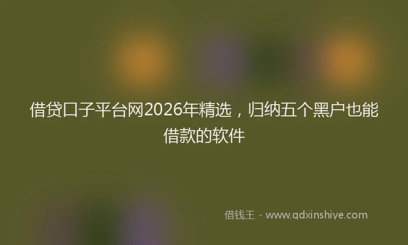 借贷口子平台网2026年精选，归纳五个黑户也能借款的软件