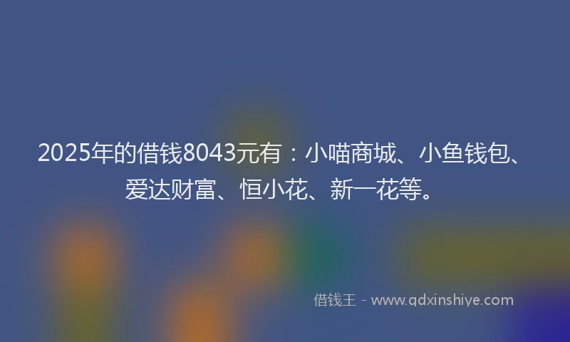 2025年的借钱8043元有：小喵商城、小鱼钱包、爱达财富、恒小花、新一花等。