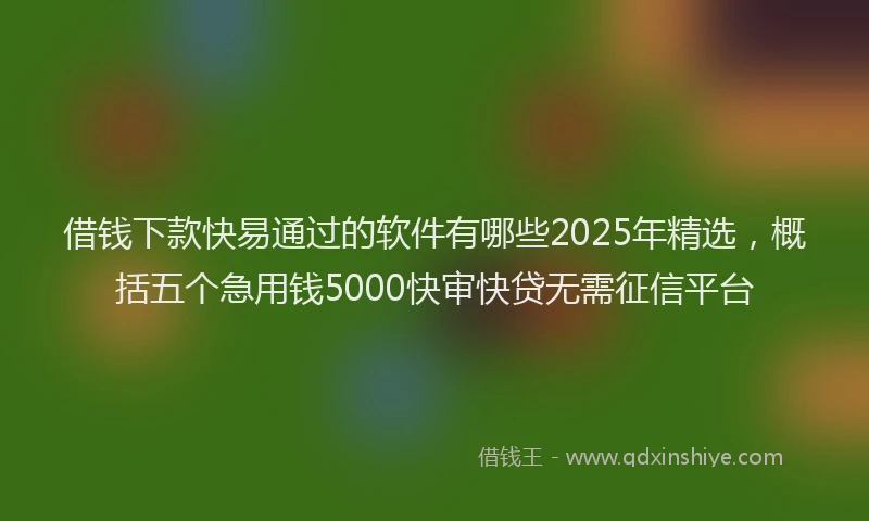 借钱下款快易通过的软件有哪些2025年精选,概括五个急用钱5000快审快贷无需征信平台