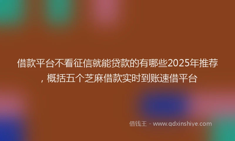 借款平台不看征信就能贷款的有哪些2025年推荐,概括五个芝麻借款实时到账速借平台
