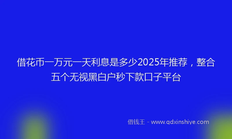 借花币一万元一天利息是多少2025年推荐，整合五个无视黑白户秒下款口子平台