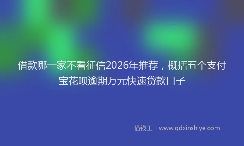借款哪一家不看征信2026年推荐，概括五个支付宝花呗逾期万元快速贷款口子