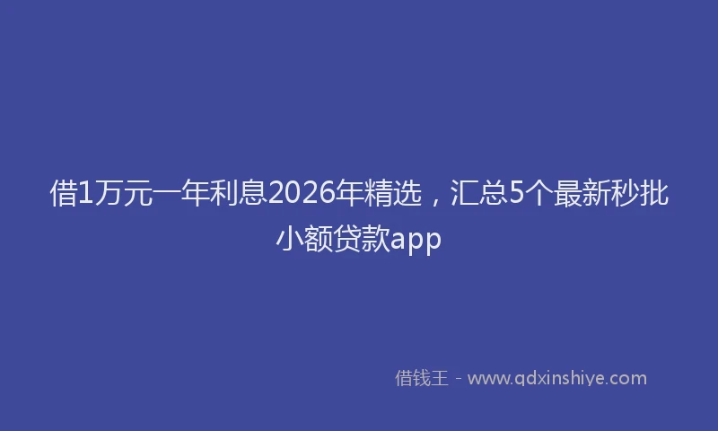 借1万元一年利息2026年精选，汇总5个最新秒批小额贷款app