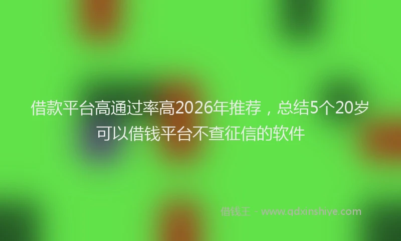 借款平台高通过率高2026年推荐，总结5个20岁可以借钱平台不查征信的软件