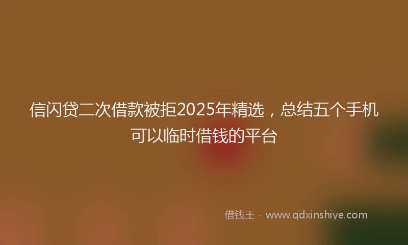 信闪贷二次借款被拒2025年精选，总结五个手机可以临时借钱的平台