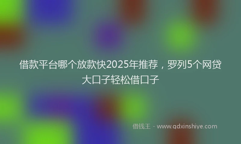 借款平台哪个放款快2025年推荐，罗列5个网贷大口子轻松借口子
