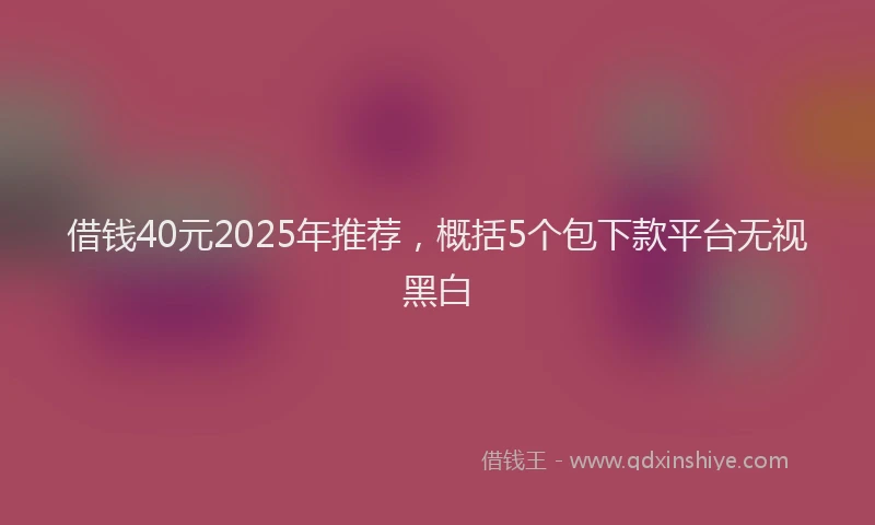 借钱40元2025年推荐，概括5个包下款平台无视黑白