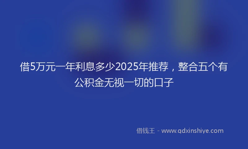 借5万元一年利息多少2025年推荐，整合五个有公积金无视一切的口子