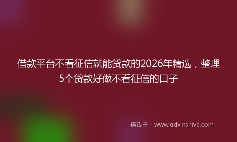 借款平台不看征信就能贷款的2026年精选,整理5个贷款好做不看征信的口子
