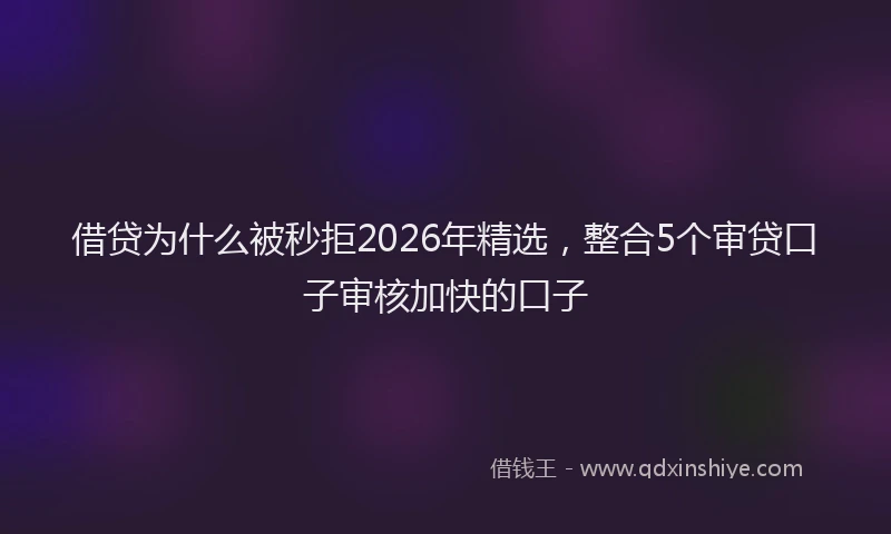 借贷为什么被秒拒2026年精选，整合5个审贷口子审核加快的口子