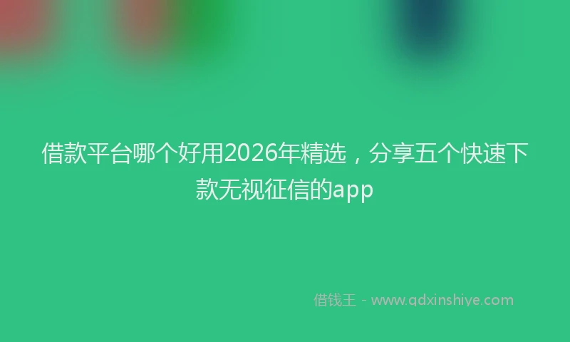 借款平台哪个好用2026年精选，分享五个快速下款无视征信的app