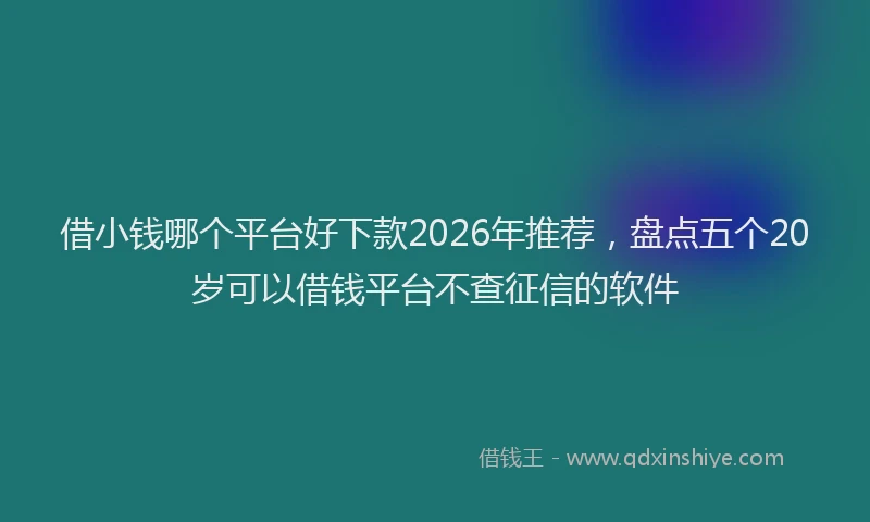 借小钱哪个平台好下款2026年推荐,盘点五个20岁可以借钱平台不查征信的软件
