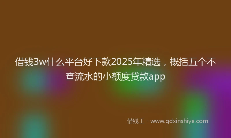 借钱3w什么平台好下款2025年精选,概括五个不查流水的小额度贷款app