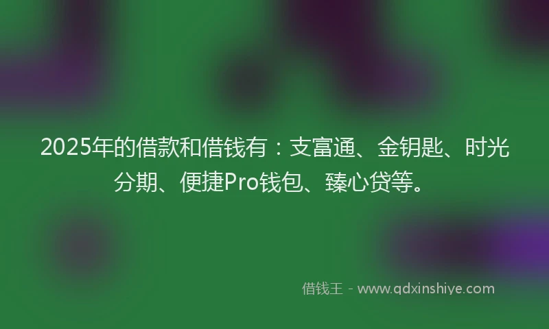 2025年的借款和借钱有：支富通、金钥匙、时光分期、便捷Pro钱包、臻心贷等。
